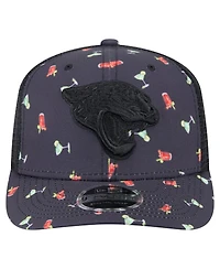 New Era Men's Navy/Black Jacksonville Jaguars Adventure Drinks Pattern 9SEVENTY Stretch-Snap Hat