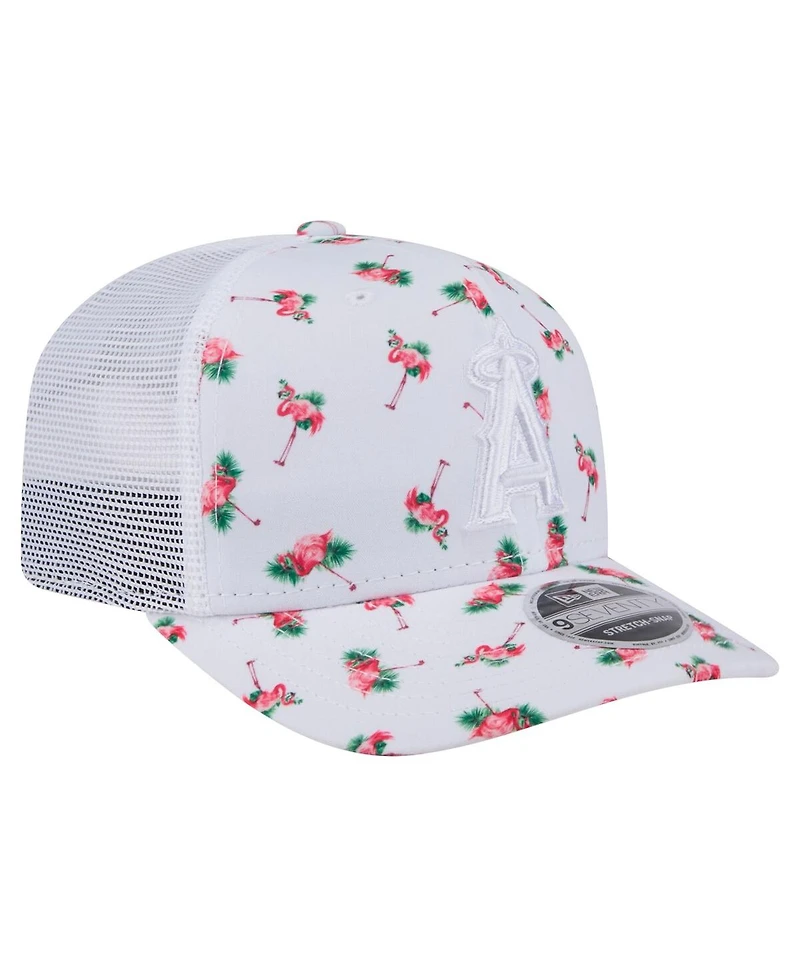 New Era Men's White Los Angeles Angels Flamingo Mesh Back 9SEVENTY Stretch-Snap Hat