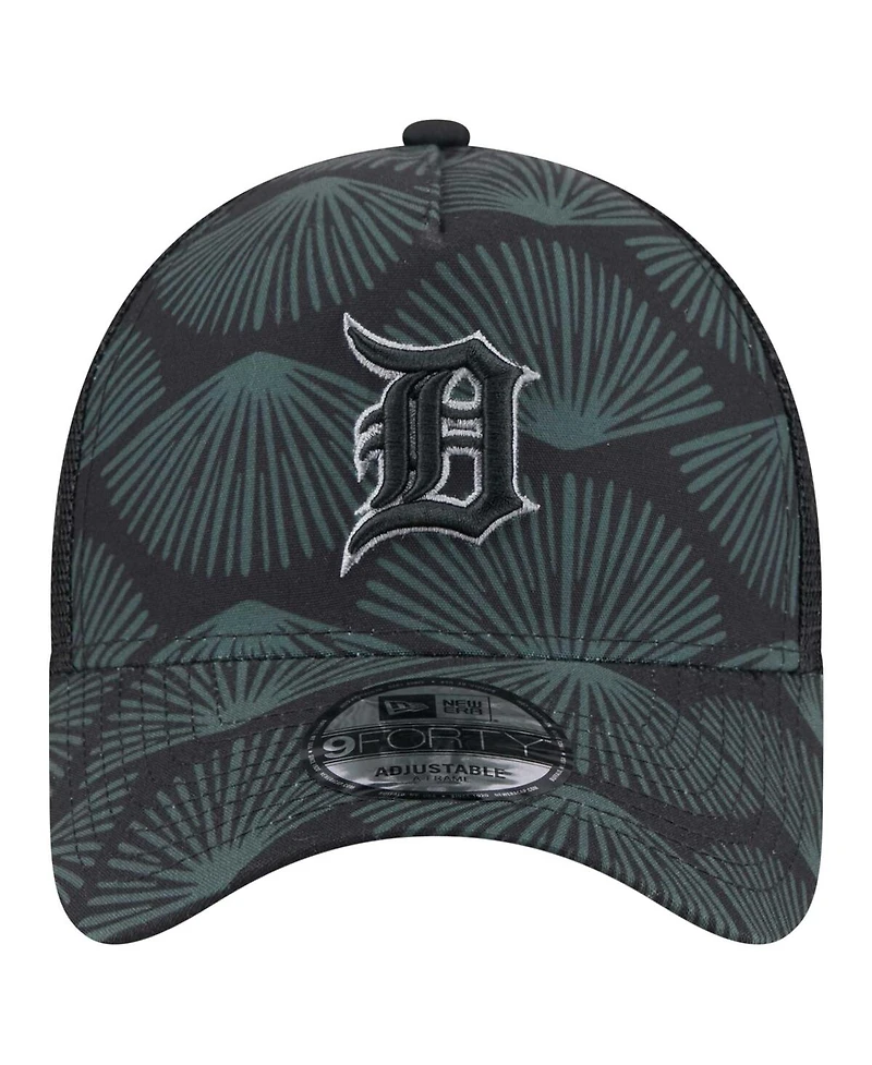 New Era Men's Black Detroit Tigers 9FORTY A-Frame Trucker Adjustable Hat