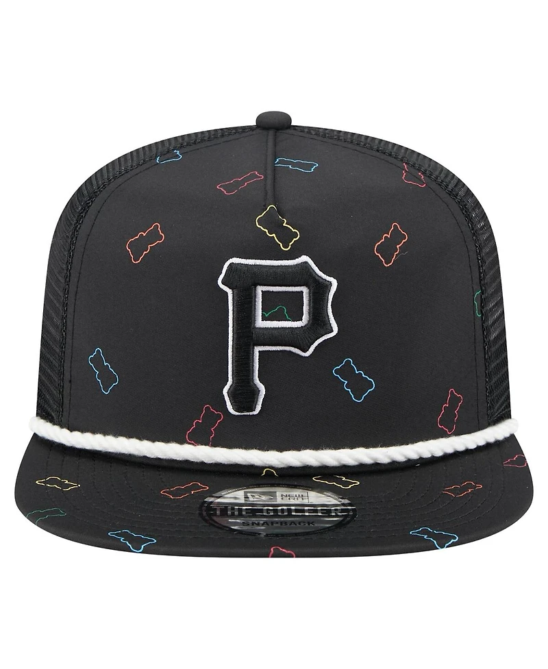 New Era Men's Black Pittsburgh Pirates Gummy Golfer Trucker Adjustable Hat