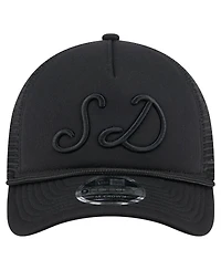 New Era Men's Black San Diego Padres City Initial 9FORTY A-Frame M-Crown Adjustable Trucker Hat