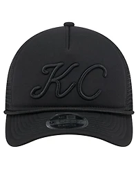 New Era Men's Black Kansas City Royals City Initial 9FORTY A-Frame M-Crown Adjustable Trucker Hat