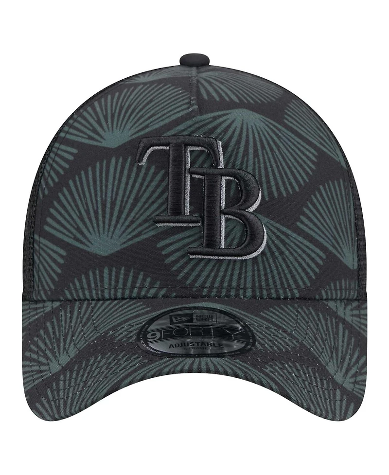 New Era Men's Black Tampa Bay Rays 9FORTY A-Frame Trucker Adjustable Hat