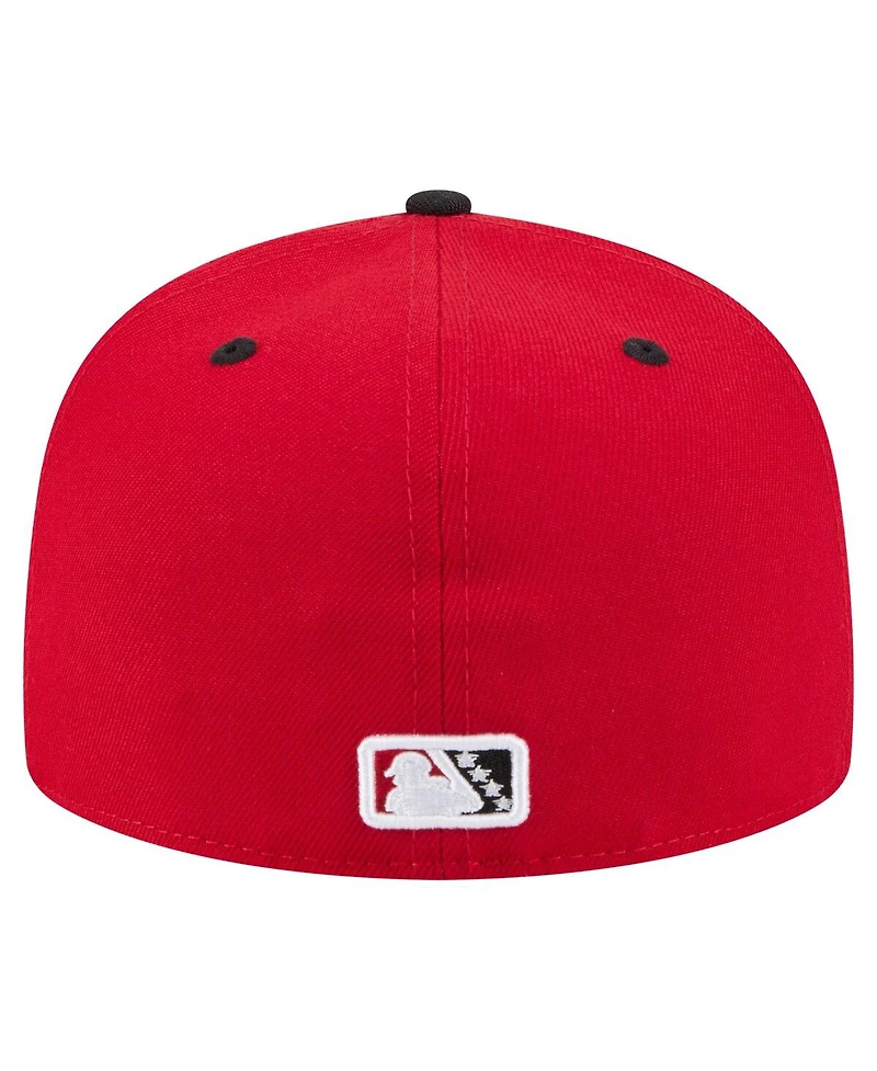 New Era Men's Red/Black Erie SeaWolves Authentic Collection 59FIFTY Fitted Hat