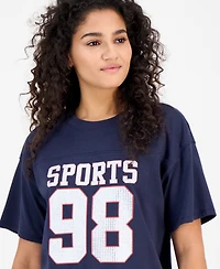 Madden Girl Juniors' Rhinestone-Graphic Short-Sleeve T-Shirt