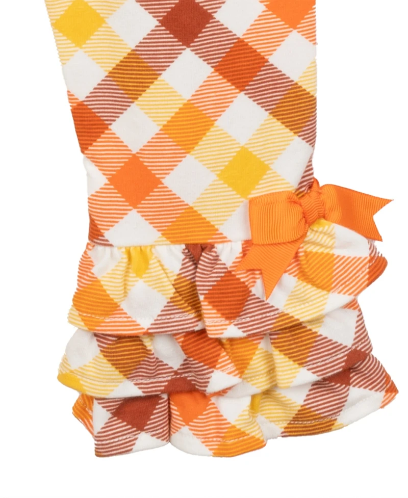 Rare Editions Baby Girls 2-Piece Pumpkin Polka Dot Top and Plaid Pants Set