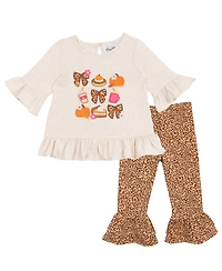 Rare Editions Baby Girls 2-Piece Fall Treat Top and Cheetah Leggings Set