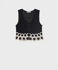 Mango Women's Circular Print Crochet Sweater Vest