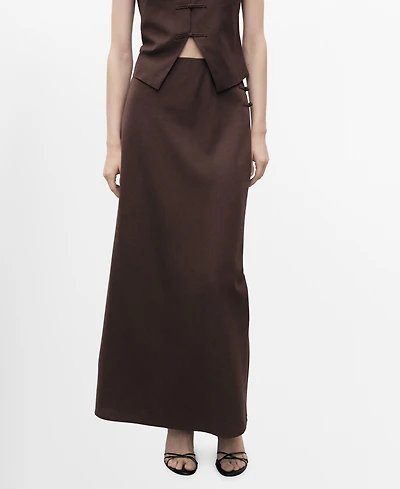 Mango Women's Linen-Blend Straight Skirt