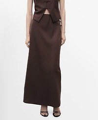 Mango Women's Linen-Blend Straight Skirt