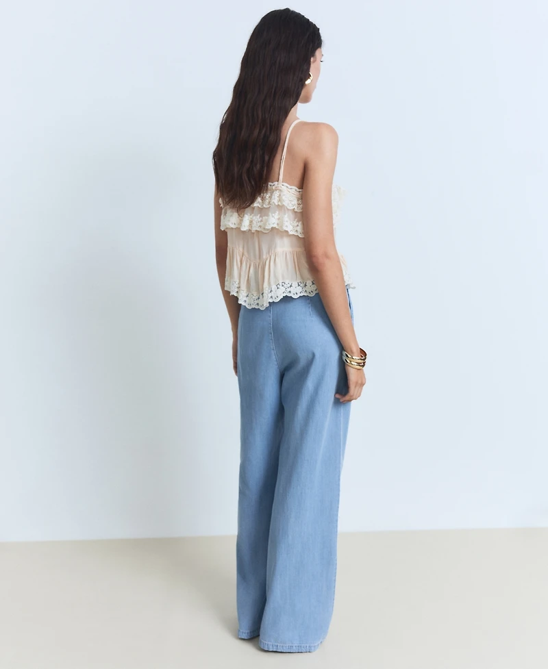 Mango Women's Lyocell Wide Leg Pants