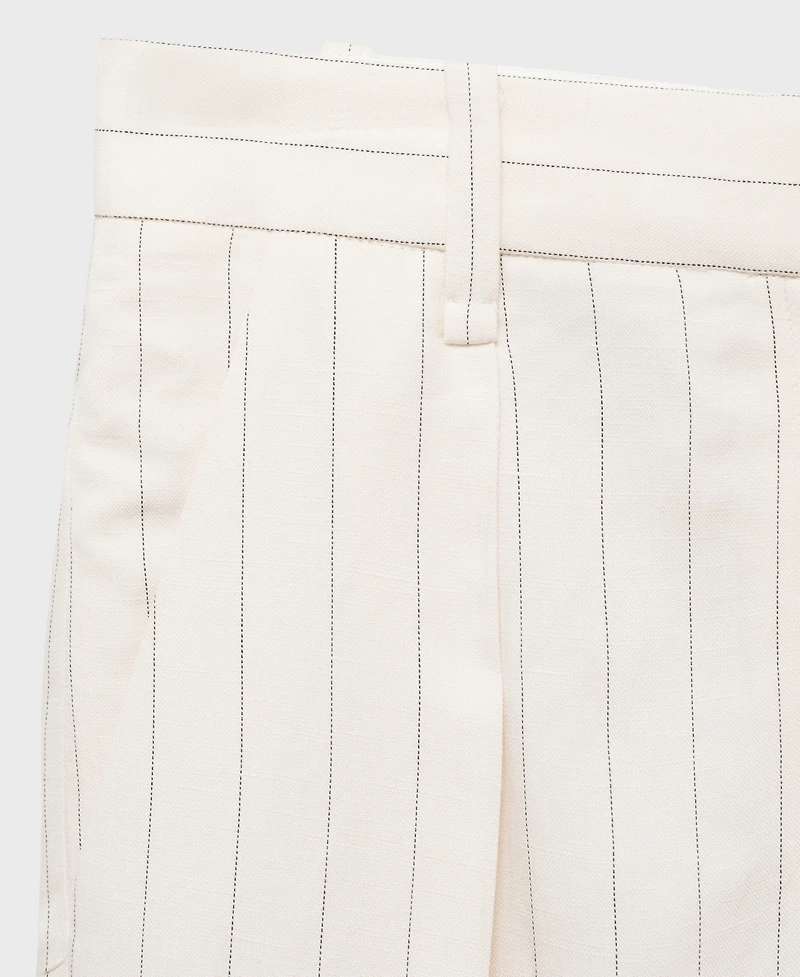 Mango Women's Striped Linen-Blend Bermuda Shorts