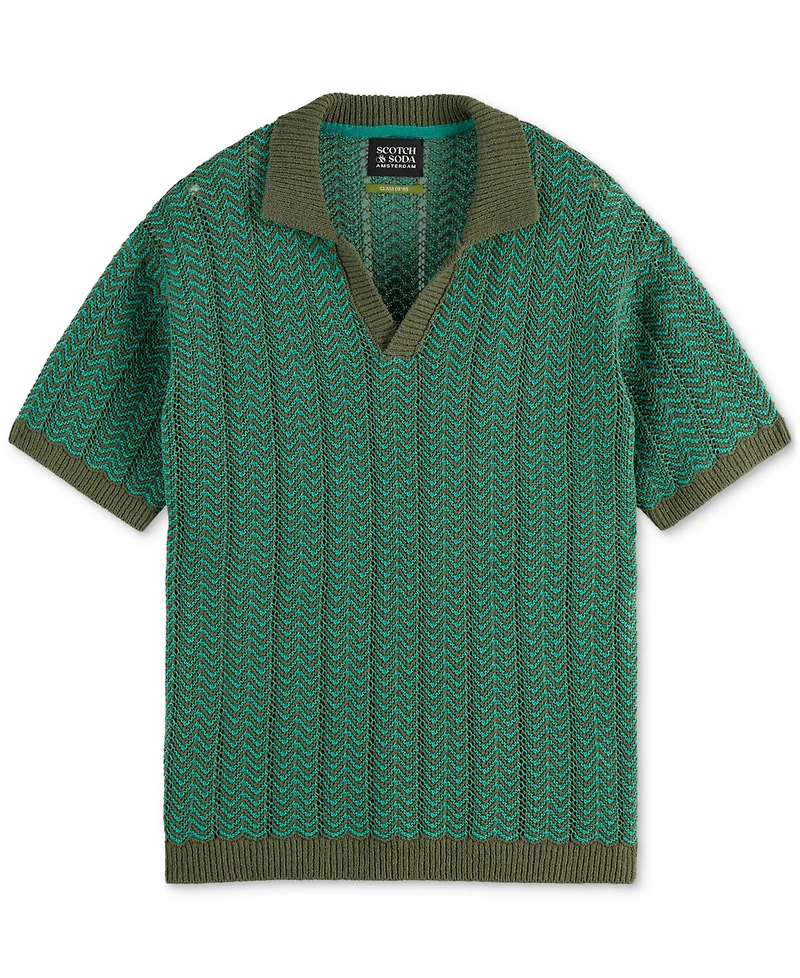 Scotch & Soda Men's Structured Knit Sweater Polo Shirt
