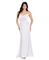 Morgan & Company Juniors' Glitter Lace Corset Gown