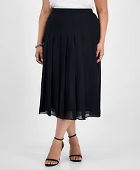 Kasper Plus Pleated-Front Midi Skirt