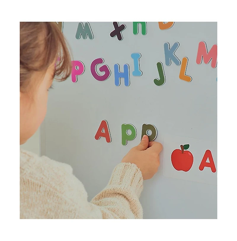 Amber Sports Hattung Magnetic Alphabet Set Extra-Thick, Multicolor Letters with Matching Flashcards