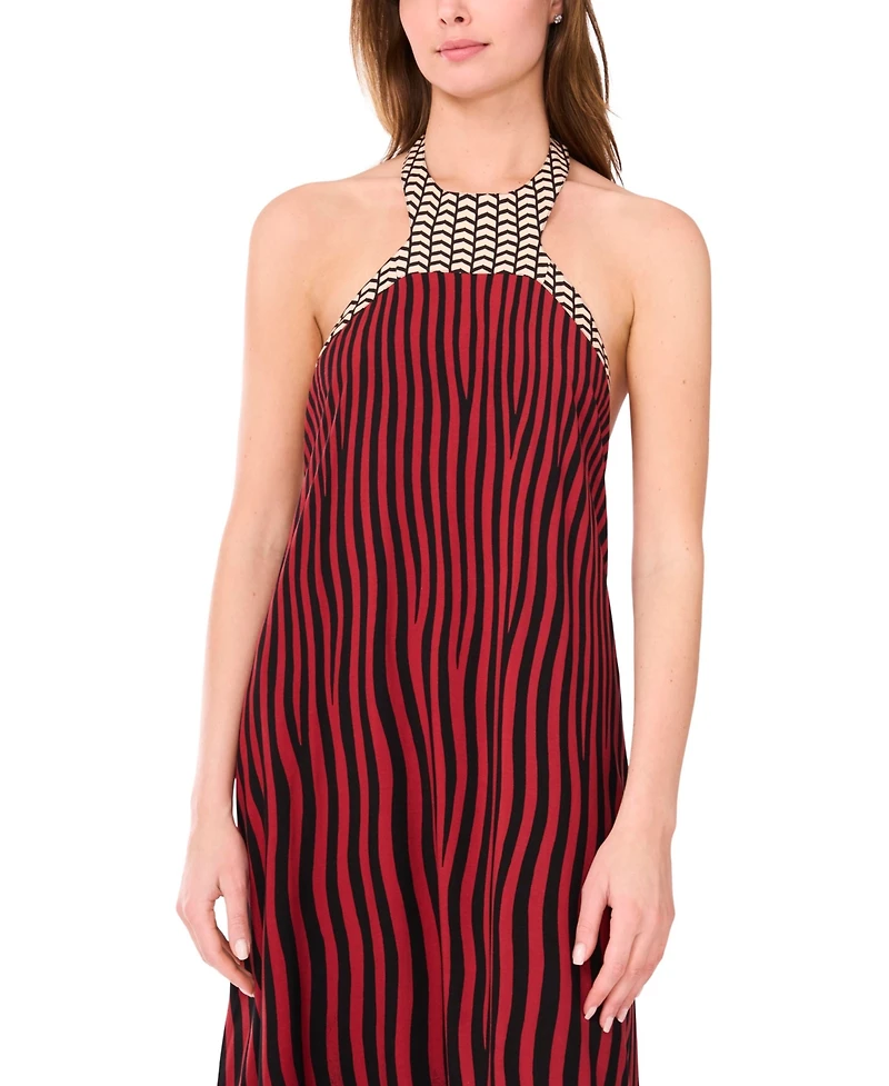 1.state Women's Sleeveless Halter Chiffon Maxi Dress