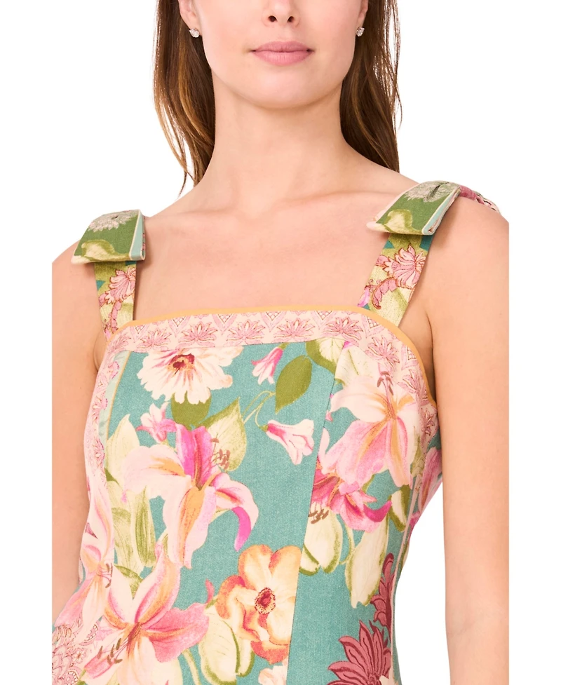 CeCe Women's Sleeveless Square-Neck Fit & Flare Dress