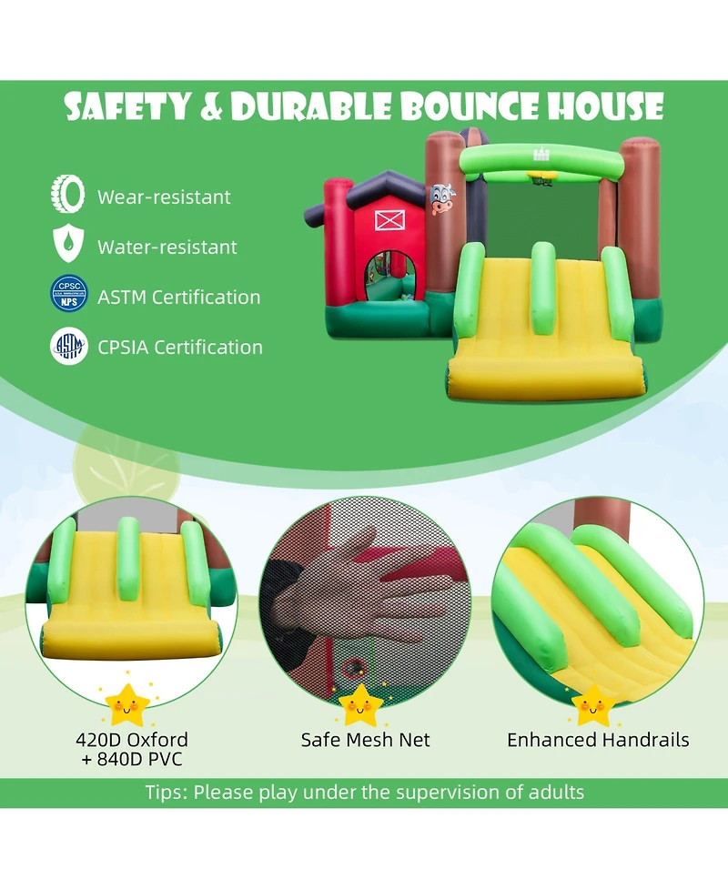 Inolait 6-in-1 Inflatable Bounce House with Double Slides without Blower