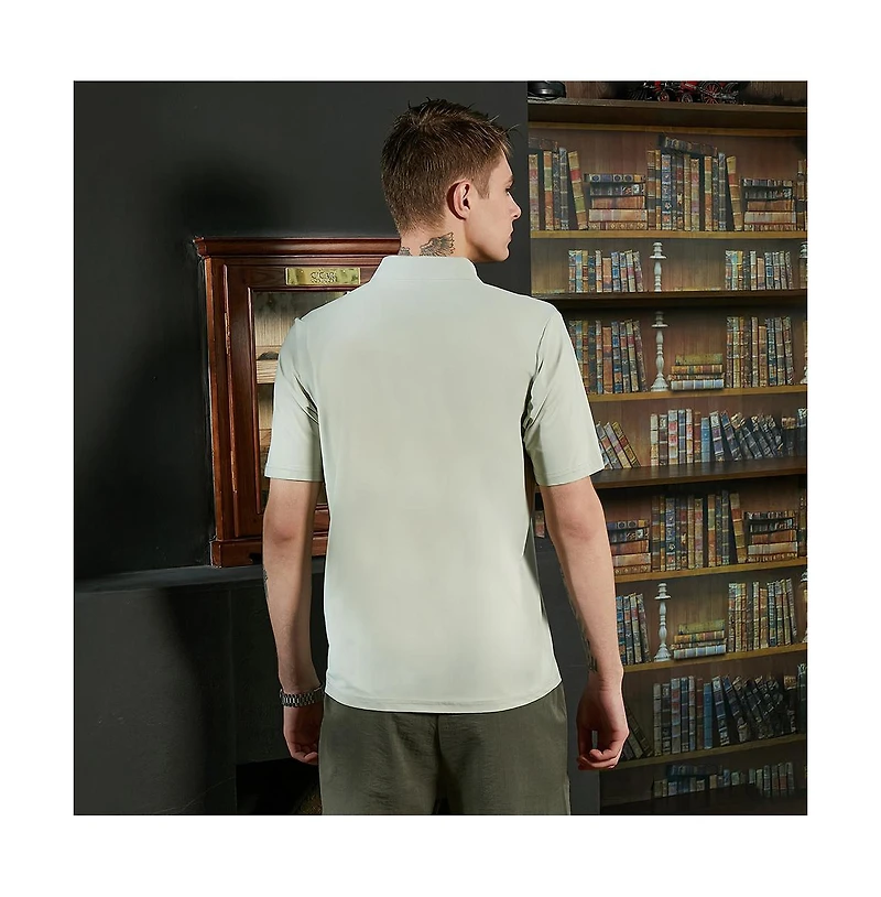 Campus Sutra Men's Sage Green Seamless Solid Polo T-Shirt