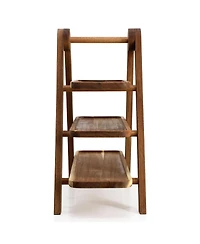 MegaChef Acacia Wood 3 Tiered Rectangular Ladder Tray Set