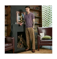 Campus Sutra Men's Mauve Purple Stripe-Textured Polo T-Shirt