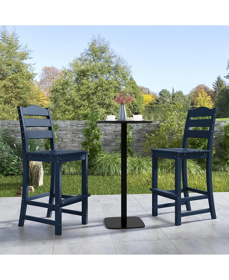 30 Inches Counter Height Hdpe Bar Stool with Backrest and Footrest-Turquoise