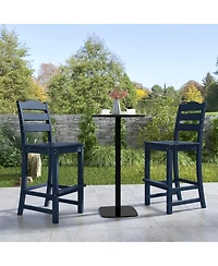 30 Inches Counter Height Hdpe Bar Stool with Backrest and Footrest-Turquoise