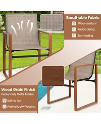Outdoor Dining Chairs with Breathable Seat and Backrest Set of 2-Brown