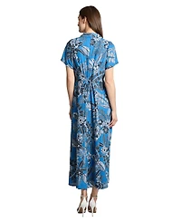 Jones New York Petite Short Sleeve Maxi Shirt Dress