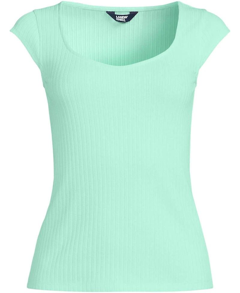 Lands' End Women's Pointelle Cap Sleeve Top