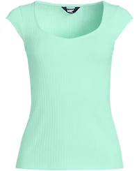 Lands' End Women's Pointelle Cap Sleeve Top
