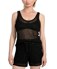 Guess Women's Ava Embellished Open-Stitch Tank Top