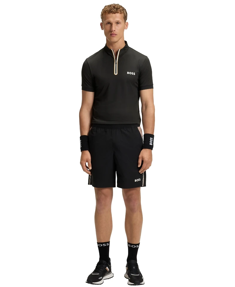 Boss by Hugo Men's Stretch-Mesh Jersey Zip-Neck T-Shirt