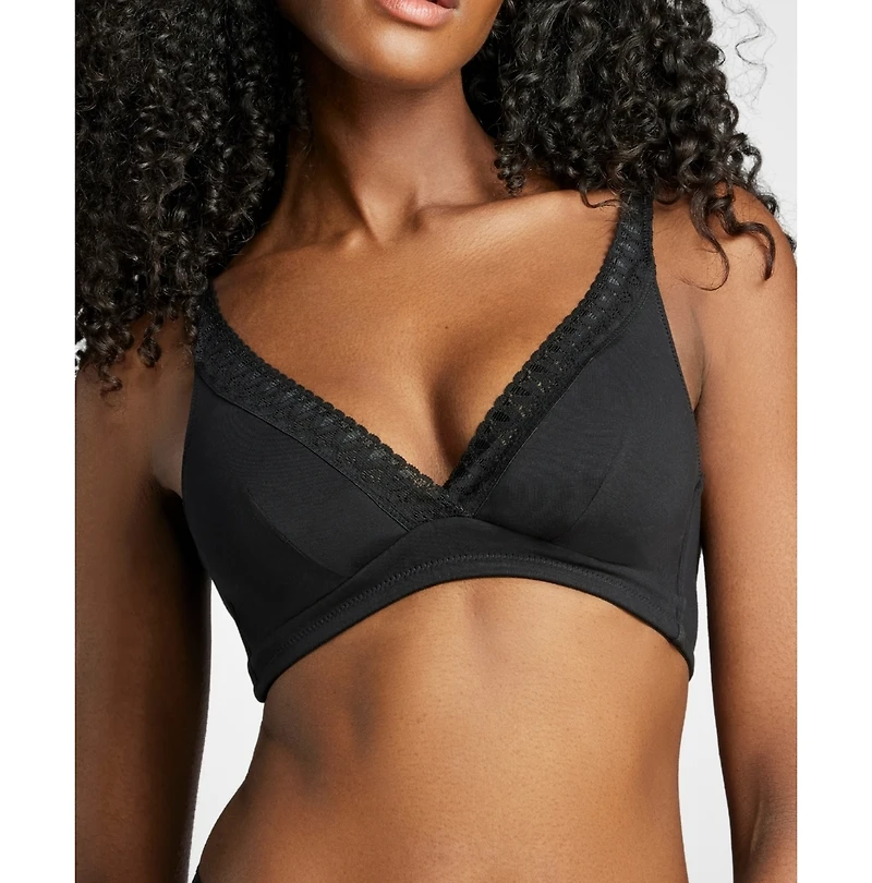 Siella Women's Organic Cotton Lace Plunge Bra