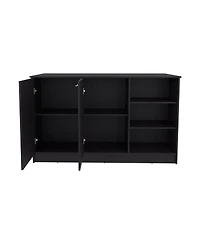 Mars Kitchen Island Two Cabinets, Three Open Shelves, Black Wengue
