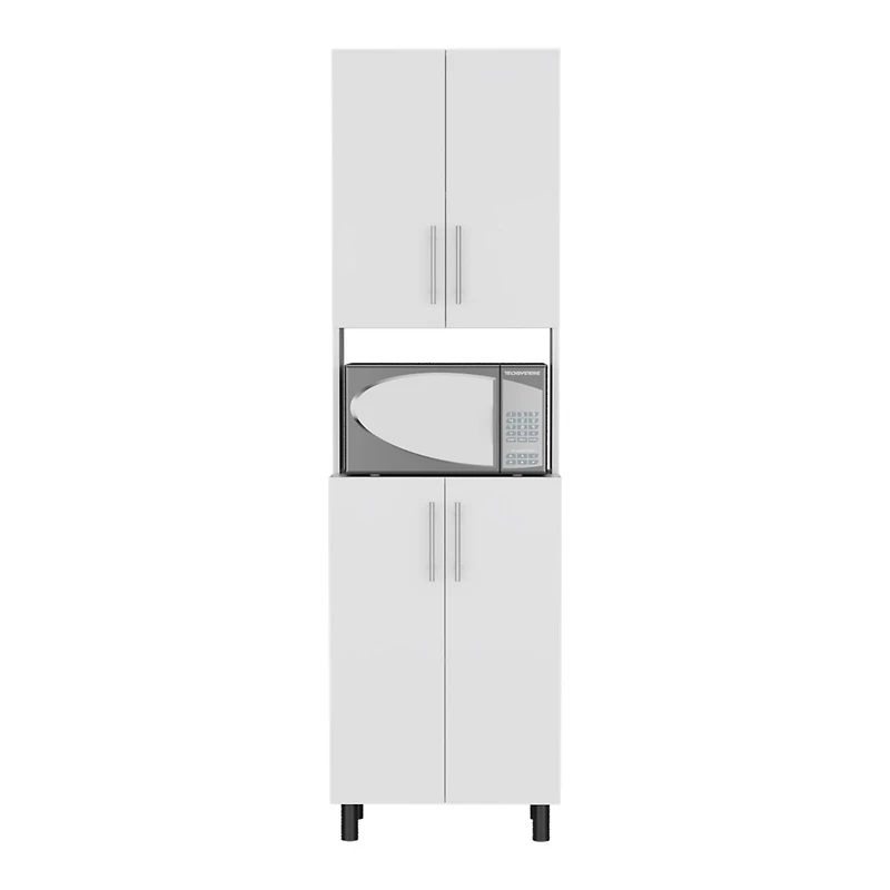 Olivet Kitchen Pantry, 4 Doors, 4 Shelves, White
