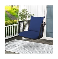 Porch Swing Patio Hanging Rattan Chair with Zippered Cushions and Rope