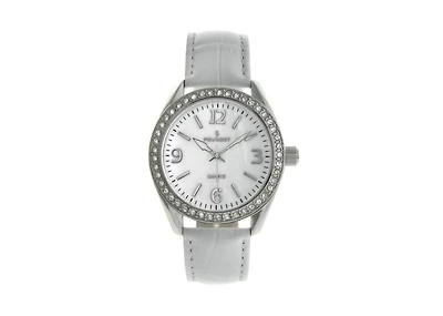 Peugeot Women's Watch 40mm Bold Crystal Bezel Leather Strap