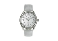 Peugeot Women's Watch 40mm Bold Crystal Bezel Leather Strap