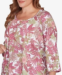 Hearts Of Palm Plus Printed Jungle Ivy Slub Top