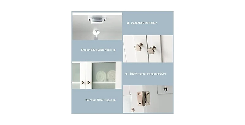 Bathroom Floor Storage Locker Kitchen Cabinet with Doors and Adjustable Shelf