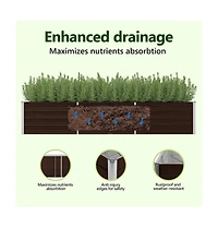 Garden Raised Bed Brown 94.5"x31.5"x17.7" Galvanized Steel
