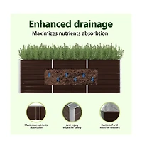 Garden Raised Bed Galvanized Steel 94.5"x15.7"x30.3" Brown