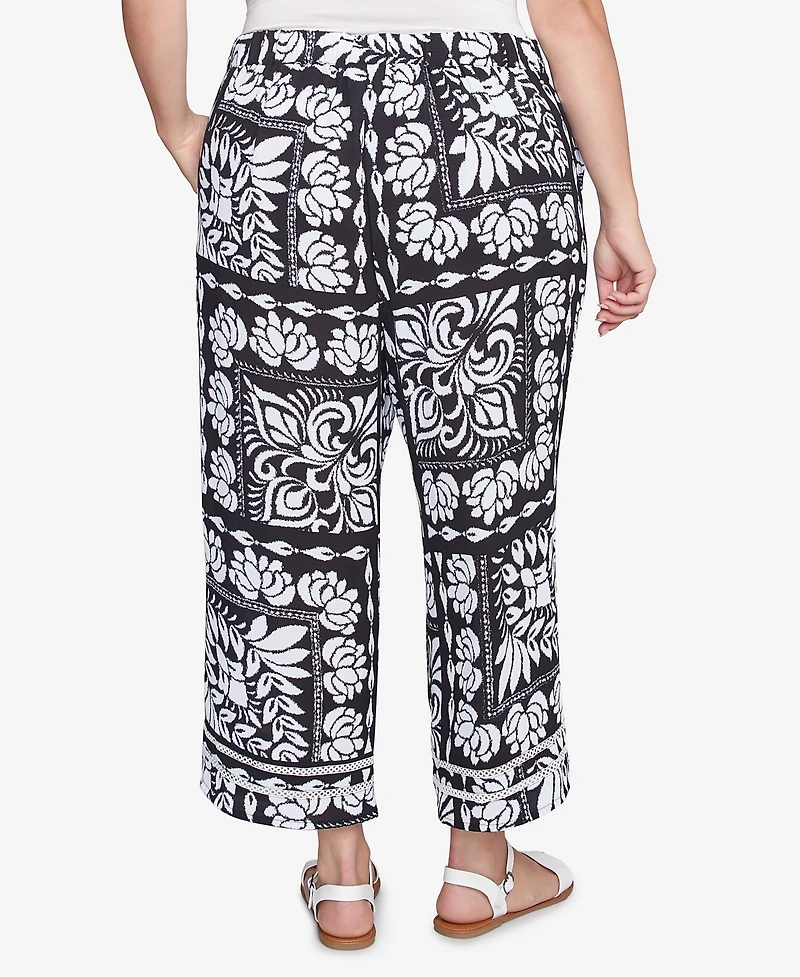 Ruby Rd. Plus Lotus Patchwork Crepe Capri Pants