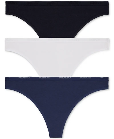 Dkny Women's Cotton Modal Thong 3 Pack- DK8461P3
