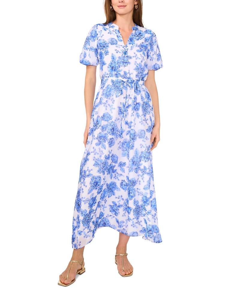 Vince Camuto Women's Floral-Print Puff-Sleeve Maxi Dress