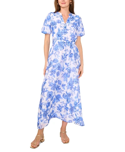 Vince Camuto Women's Floral-Print Puff-Sleeve Maxi Dress