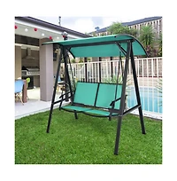 2 Person Patio Swing with Weather Resistant Glider and Adjustable Canopy