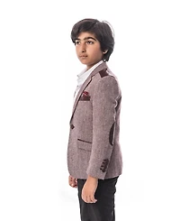 Elie Balleh Boys Wine Slim Fit Tweed & Faux Leather Blazer